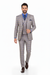 Blue Modern Fit Windowpane Peak Lapel 3 Piece Suit