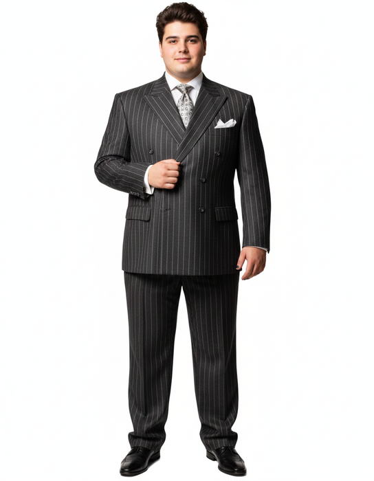 Chalk Bold Pinstripe Double Breasted 6 on 2 Super 120's poly~rayon