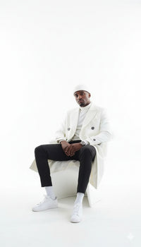 Mens Cashmere & Wool White Double Breasted Overcoat ~ Car Coat - Image 8
