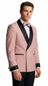 Men's Blush Pink Double Breasted Shawl Lapel Tuxedo for Wedding & Prom