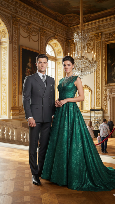 Mens Classic Wool Feel Double Breasted Suit in Heather Grey