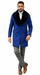 Mens Royal Blue Overcoat - Blue Topcoat  With Fur Collar - Mens Car Coat