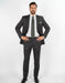 Men'S 2 Piece 100% Executive Suit - Charcoal With Silver Stripe ~ Pinstripe - 100% Percent Wool Fabric Suit - Worsted Wool Business Suit