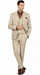 Khaki Plaid Suit - Vested Suit - 3 Piece Suits - Peak Lapel Suits - Windowpane Suit - 2 Button