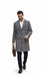 Mens Plaid Overcoat - Checkered Carcoat - 100% Wool Three Quarter Peacoat