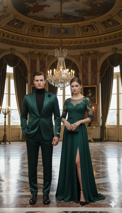 Mens Single Breast Suit Green - Sateen Shiny Fabric Metallic Fabric - Sharskin