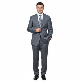 Men's Grey Tonal Shadow Stripe ~ Pinstripe 2-button 2 Piece Suits - Two piece Business suits Suit - Image 2