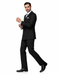 Mens Italian Wool Suit Color Black - Men's Designer Double Breasted Wool Bold Black Gangster Pinstripe Suit