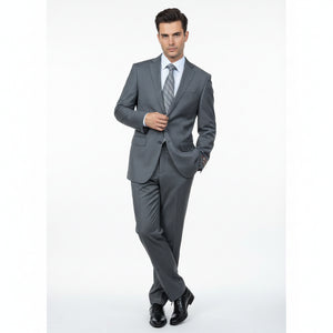 Men'S Grey Pinstripe 2-Button Suit 2 Piece Suits - Two Piece Business Suits Suit