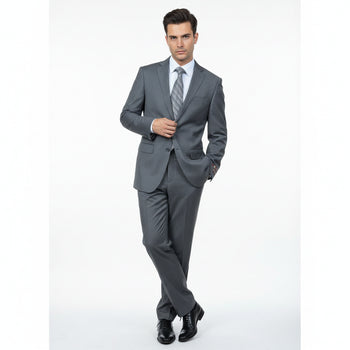Men's Grey Tonal Shadow Stripe ~ Pinstripe 2-button 2 Piece Suits - Two piece Business suits Suit - Image 3