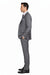 Mens 2 Button Vested Peak Lapel Plaid Suit in Grey