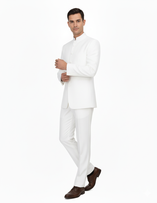 Off White sales Cream Ivory Mandarin Suits For Men