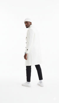 Mens Cashmere & Wool White Double Breasted Overcoat ~ Car Coat - Image 3