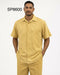 Men’s Light Mustard Linen Walking Suit Set – 2 Piece Short Sleeve Casual Outfit