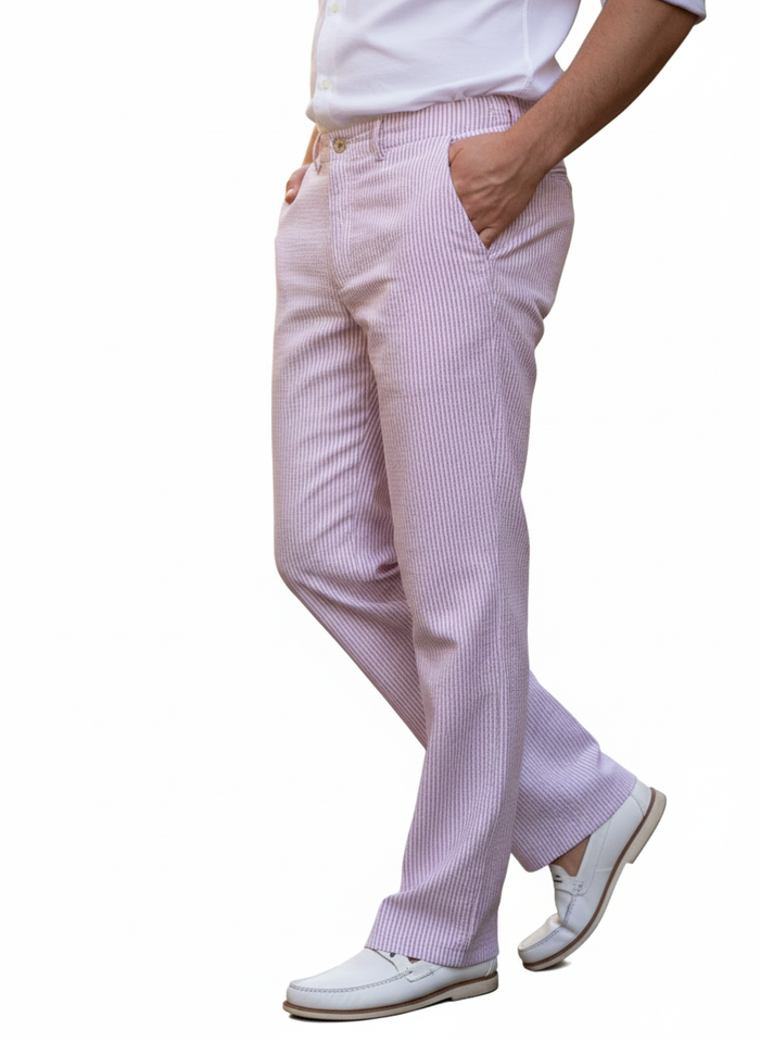 Big And Tall Seersucker Pants For Men - Lavender - Image 4