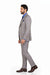 Blue Modern Fit Windowpane Peak Lapel 3 Piece Suit