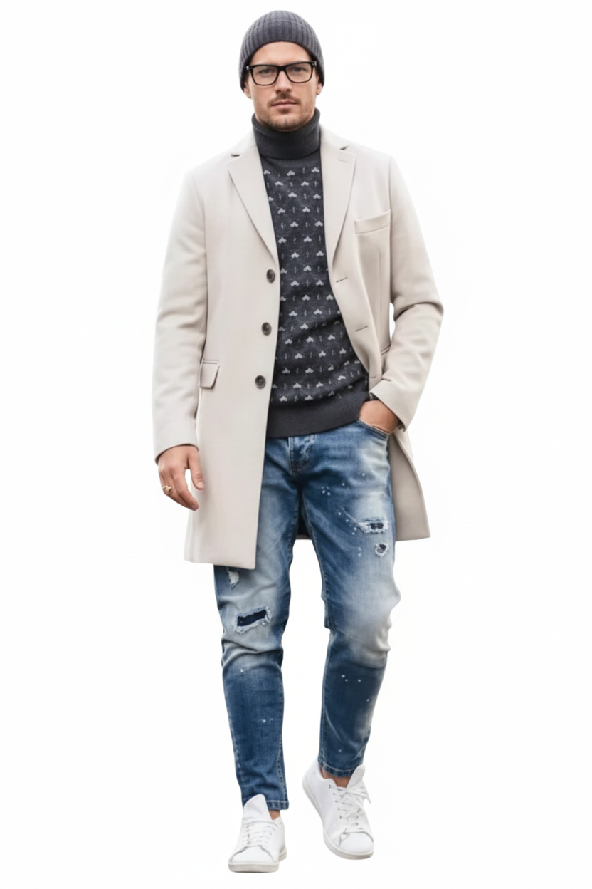 Light Tan Overcoat - Beige Sand Color Light Carcoat - Image 3