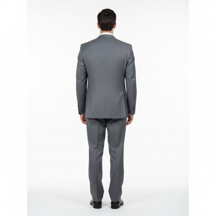 Men'S Grey Pinstripe 2-Button Suit 2 Piece Suits - Two Piece Business Suits Suit