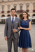 Mens 2 Button Vested Peak Lapel Plaid Suit in Grey