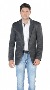 Mens Cowboy Blazer - Western Jacket in Color "Charcoal" Ultra Slim Fitted (Buy 1 Size UP)