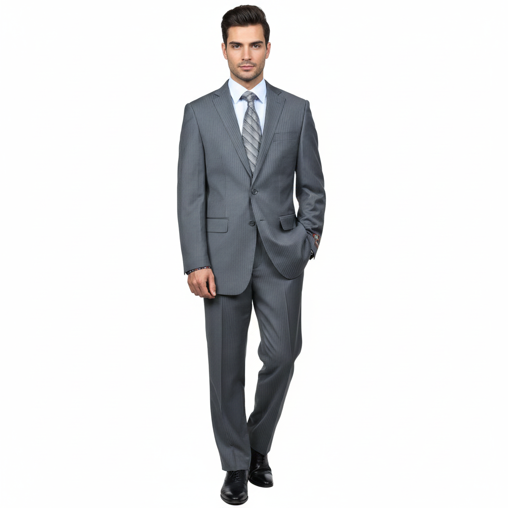 Men'S Grey Pinstripe 2-Button Suit 2 Piece Suits - Two Piece Business Suits Suit - Image 7