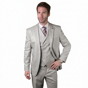 Mens Ticket Pocket Peak Lapel Double breasted Vest 100% Wool Tom Ford Style Modern Fit in Color "Gray" By Statement