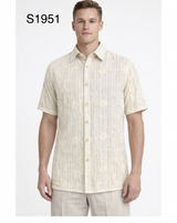Men’s Cream Abstract Stripe Walking Suit Set – 2 Piece Short Sleeve Casual Outfit