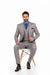 Blue Modern Fit Windowpane Peak Lapel 3 Piece Suit