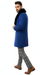 Mens Royal Blue Overcoat - Blue Topcoat  With Fur Collar - Mens Car Coat
