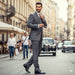Men's Grey Tonal Shadow Stripe ~ Pinstripe 2-button 2 Piece Suits - Two piece Business suits Suit