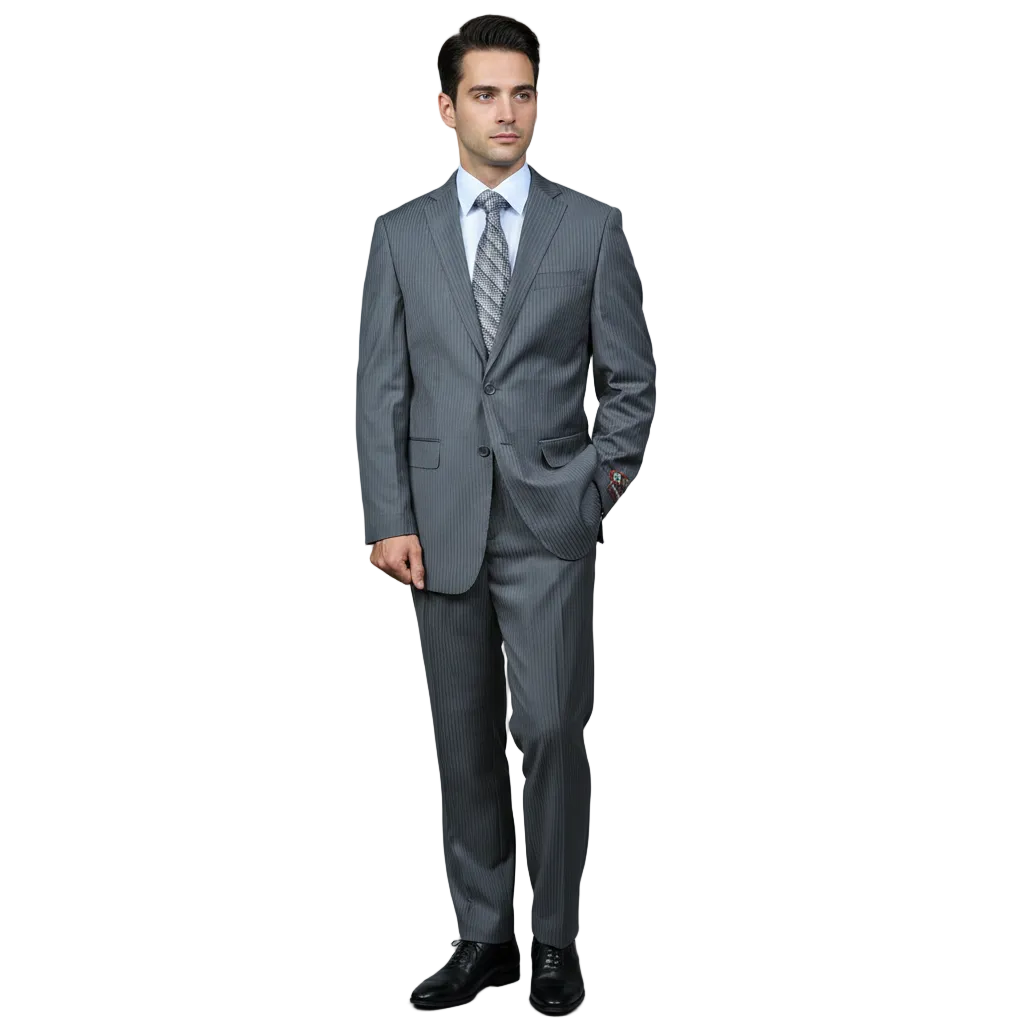 Men'S Grey Pinstripe 2-Button Suit 2 Piece Suits - Two Piece Business Suits Suit - Image 8