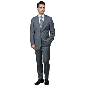 Men'S Grey Pinstripe 2-Button Suit 2 Piece Suits - Two Piece Business Suits Suit