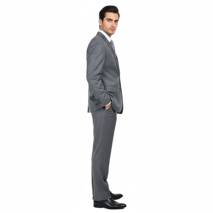 Men'S Grey Pinstripe 2-Button Suit 2 Piece Suits - Two Piece Business Suits Suit - Image 3