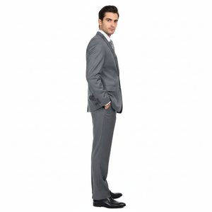 Men'S Grey Pinstripe 2-Button Suit 2 Piece Suits - Two Piece Business Suits Suit