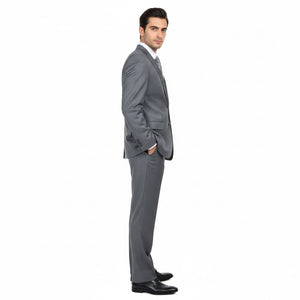 Men'S Grey Pinstripe 2-Button Suit 2 Piece Suits - Two Piece Business Suits Suit