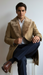 Men's Camel Three Button  Full Length Overcoat Men's Carcoat - Car Coat Mid Length Three quarter length coat
