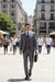 Mens 2 Button Vested Peak Lapel Plaid Suit in Grey