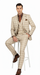 Khaki Plaid Suit - Vested Suit - 3 Piece Suits - Peak Lapel Suits - Windowpane Suit - 2 Button