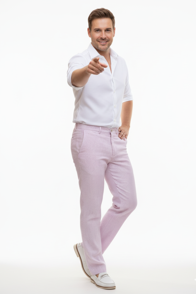 Big And Tall Seersucker Pants For Men - Lavender - Image 9