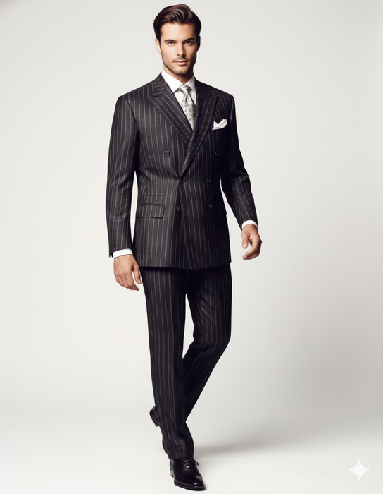 Chalk Bold Pinstripe Double Breasted 6 on 2 Super 120's poly~rayon