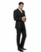 Mens Italian Wool Suit Color Black - Men's Designer Double Breasted Wool Bold Black Gangster Pinstripe Suit