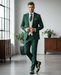 Belvedere Sesto Forest Green / Cream Genuine Ostrich Quill  Italian Calf Wingtip Shoes