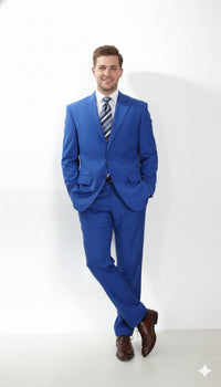 Men'S Two Button Dress Cheap Priced Business Suits Clearance Sale For Men Royal Blue Jacket Blazer + Pants - Image 6