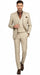 Khaki Plaid Suit - Vested Suit - 3 Piece Suits - Peak Lapel Suits - Windowpane Suit - 2 Button