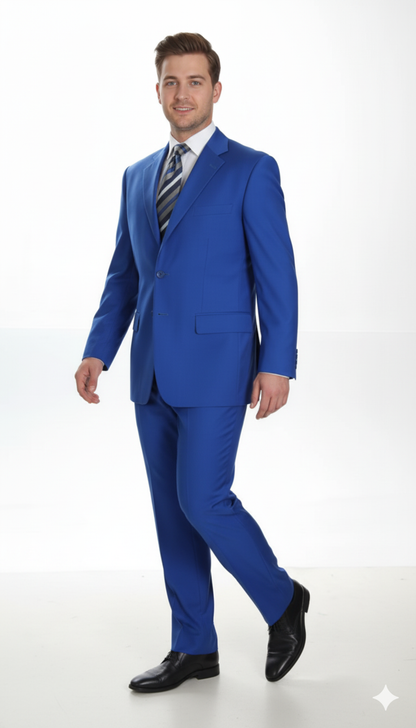 Men'S Two Button Dress Cheap Priced Business Suits Clearance Sale For Men Royal Blue Jacket Blazer + Pants - Image 7