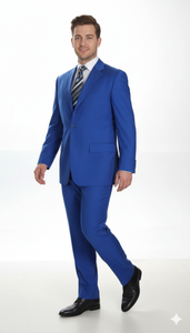 Men'S Two Button Dress Cheap Priced Business Suits Clearance Sale For Men Royal Blue Jacket Blazer + Pants