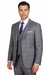 Mens 2 Button Vested Peak Lapel Plaid Suit in Grey