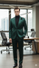 Mens Single Breast Green Sateen Shiny Fabric Metallic Fabric - Sharskin Suit
