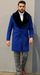 Mens Royal Blue Overcoat - Blue Topcoat  With Fur Collar - Mens Car Coat