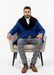 Mens Royal Blue Overcoat - Blue Topcoat  With Fur Collar - Mens Car Coat